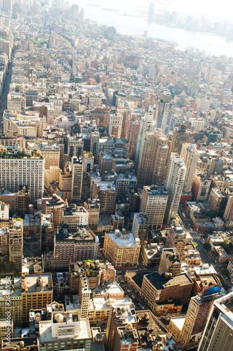 New York city panorama with tall skyscrapers