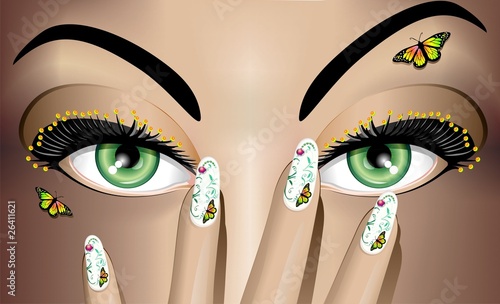 Trucco Mani e Occhi-Eyes and Nails Art Make Up-Vector