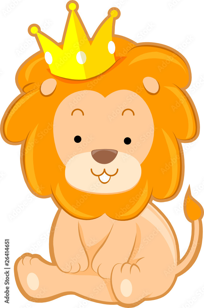 Obraz premium Cute Lion With Crown
