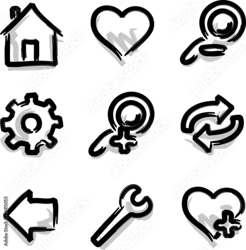 Vector web icons marker contour tools