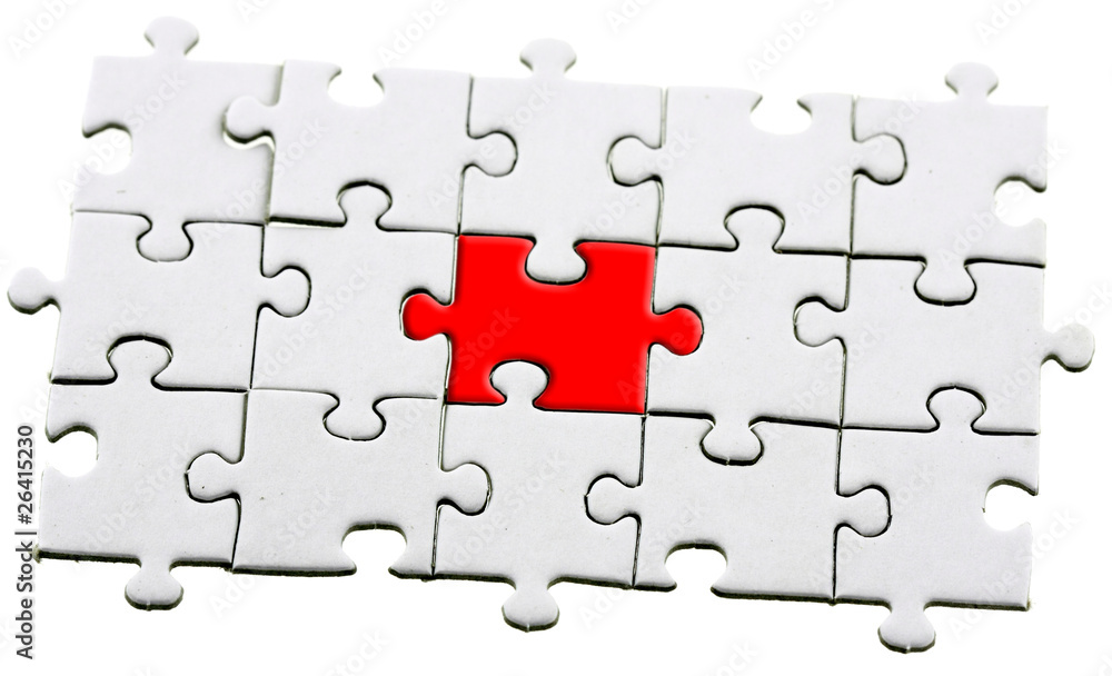 pièce rouge discordante sur puzzle vierge pièce rouge discordante sur puzzle vierge