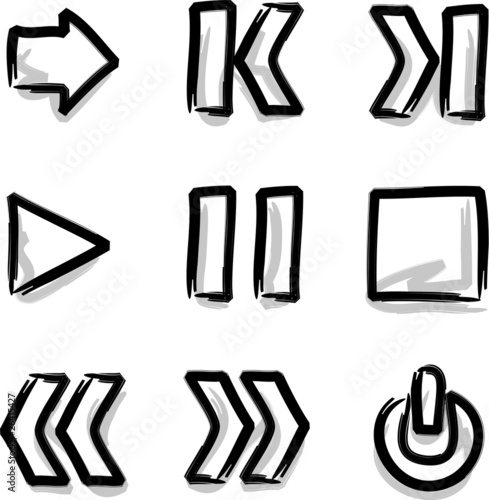 Vector web icons marker contour play