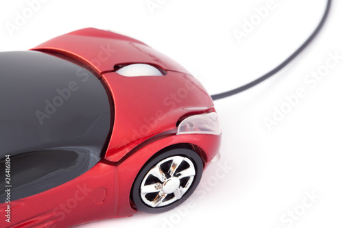 Computer mouse looking like small red sport car.