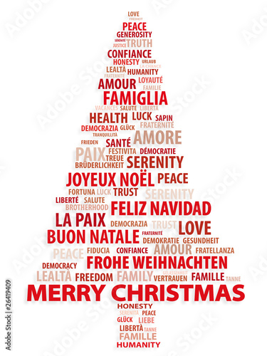 Tree of words. Christmas card