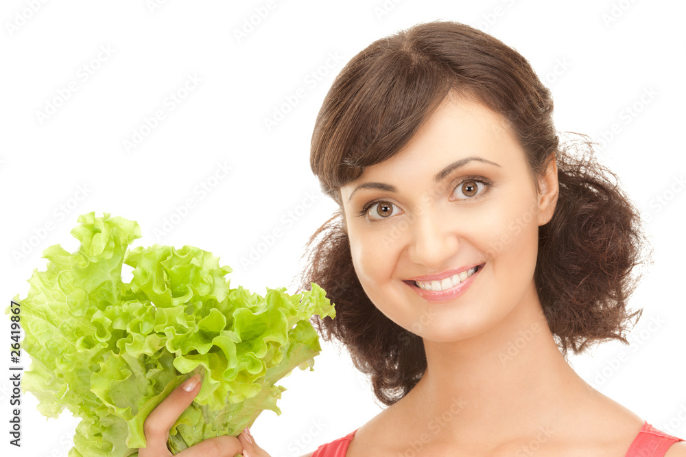 woman with lettuce woman with lettuce