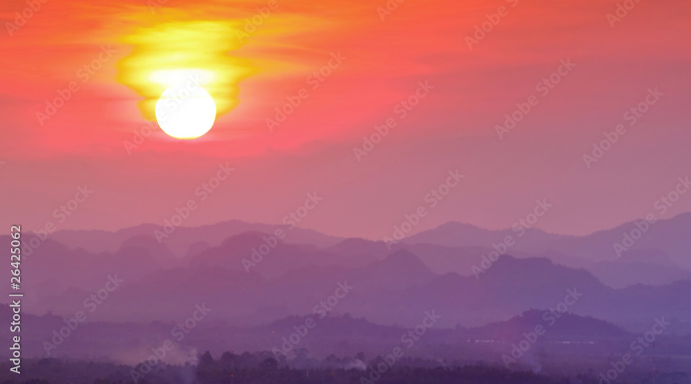 Sunset in Mountain, Southern of Thailand