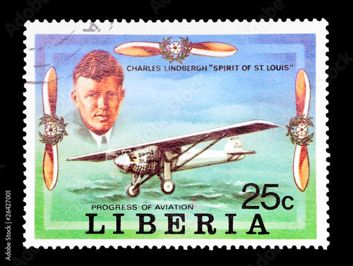 Liberian stamp featuring aviation pioneer Charles Lindbergh photo