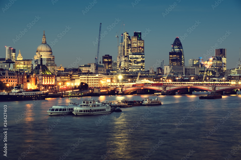 City of London one  at night.
