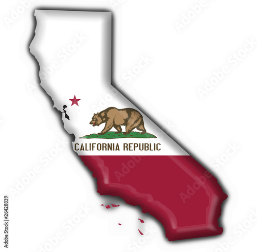 California (USA State) button flag map shape