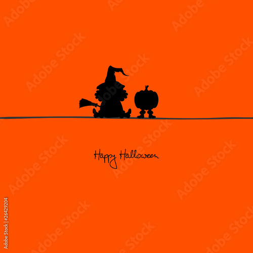 Halloween Sitting Witch & Pumpkin