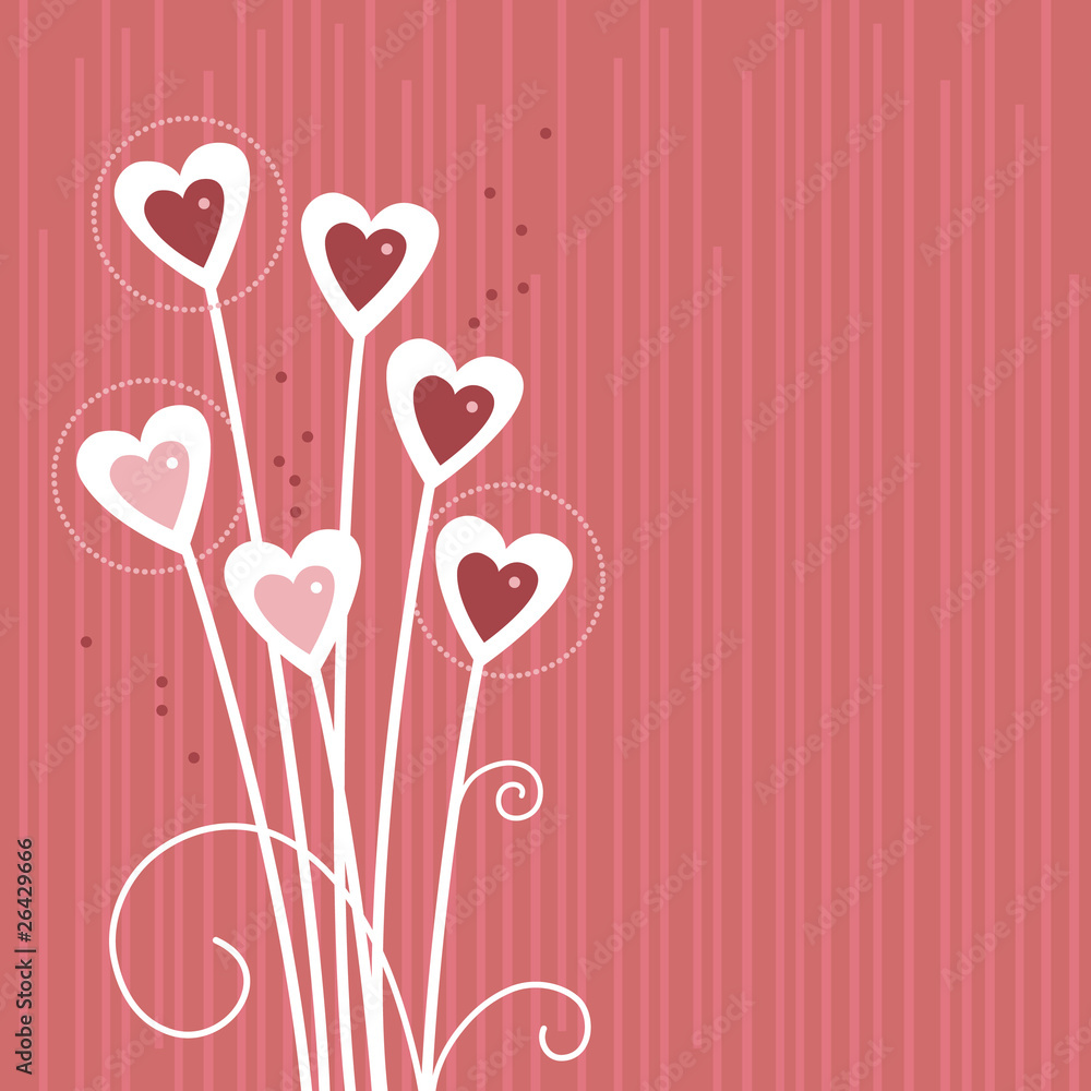 Cartoon background with abstract hearts