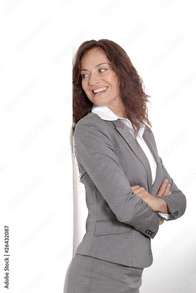 Businesswoman doing expressions on white background Businesswoman doing expressions on white background