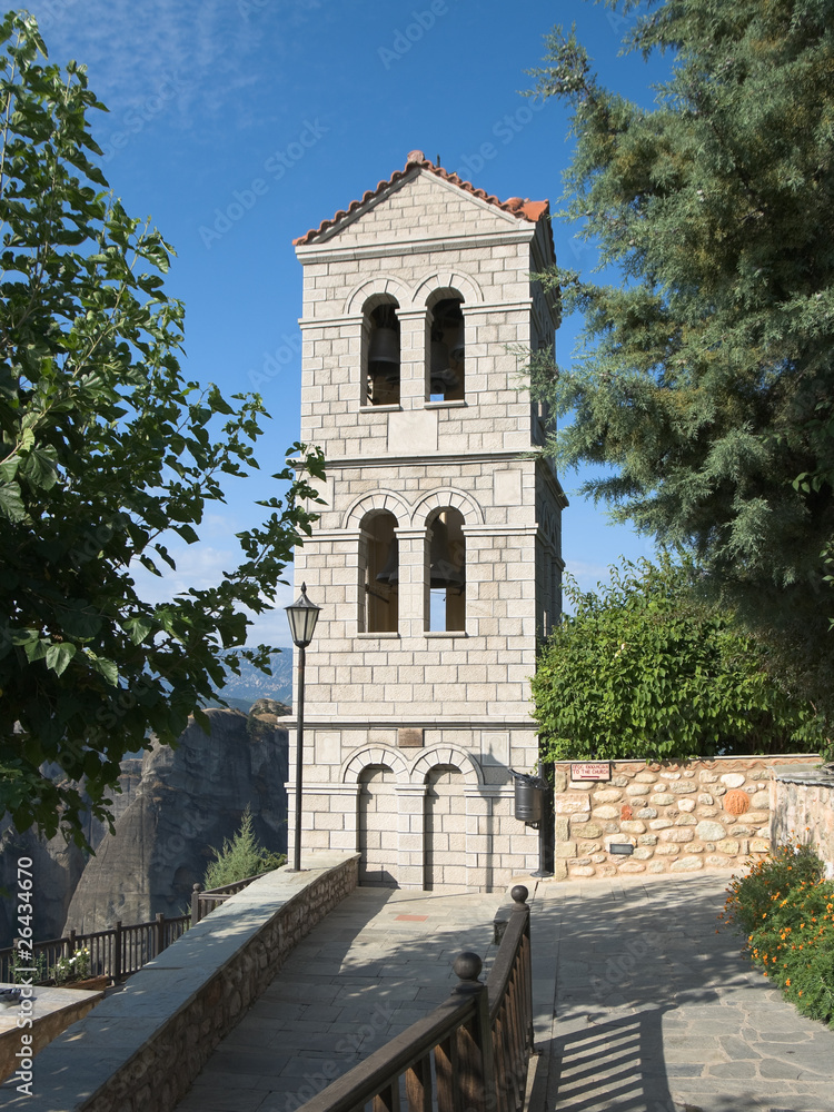 Fototapeta premium Belltower Of Holy Monastery of Great Meteoron, Greece