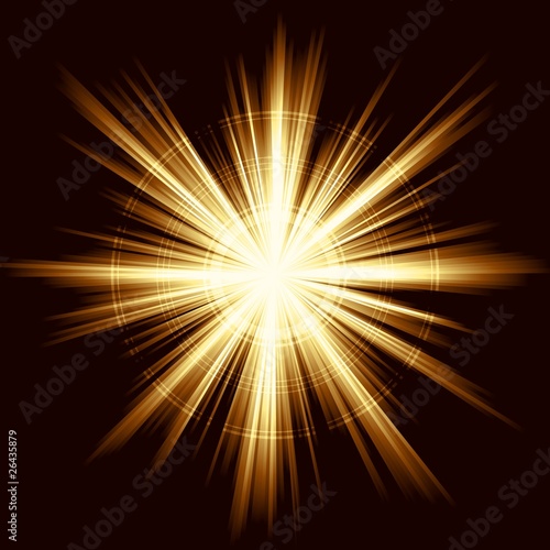 Golden ight burst, fireworks, lens flare