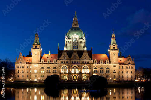 Neues Rathaus in Hannover bei Nacht, New City Hall