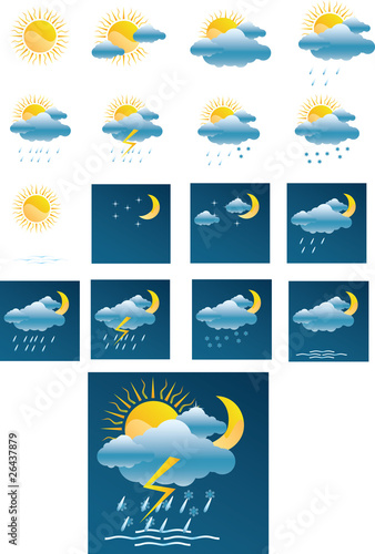 Vector weather forecast icons + All separate