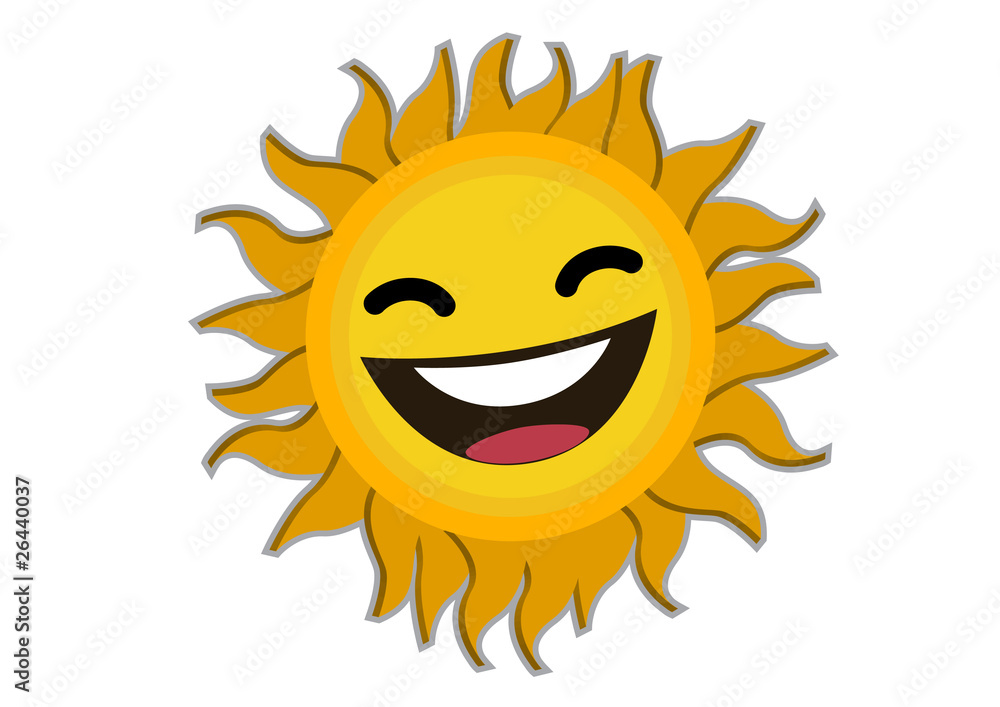 Smiling Sun Cartoon Character Illustration in Vector