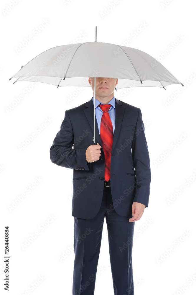 Image of a businessman with umbrella Image of a businessman with umbrella