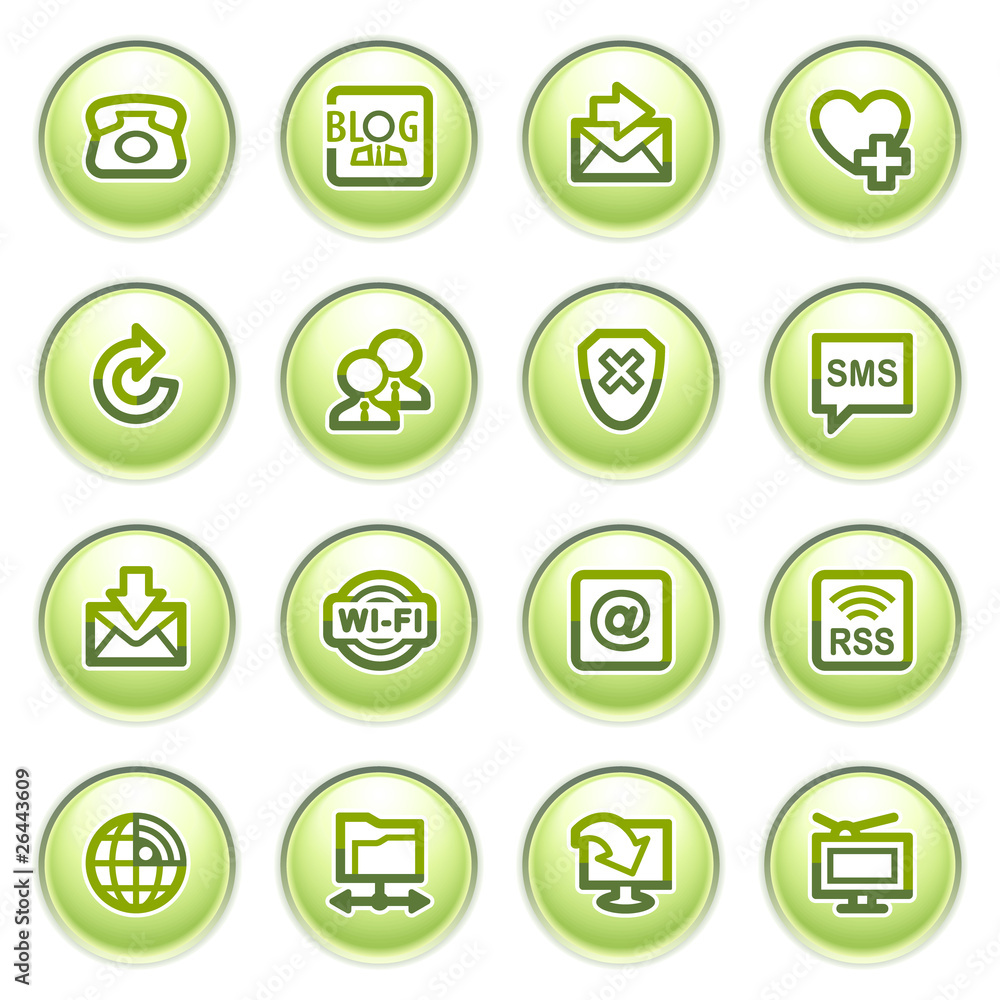 Communication icons on gray buttons. Communication icons on gray buttons.