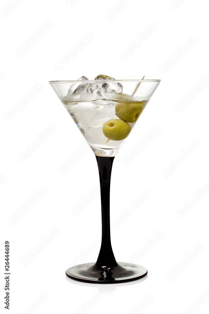 Martini with olives on a white background Martini with olives on a white background