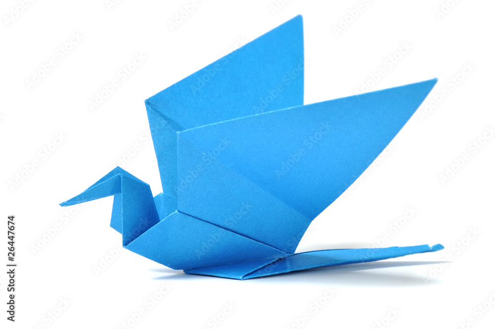 Naklejka premium Origami bird over white