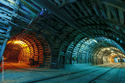 Corridor in a historical mine in Poland photo