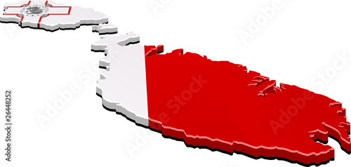 Carte de Malte 3D drapeau (détouré)