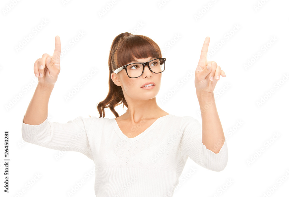businesswoman working with something imaginary businesswoman working with something imaginary