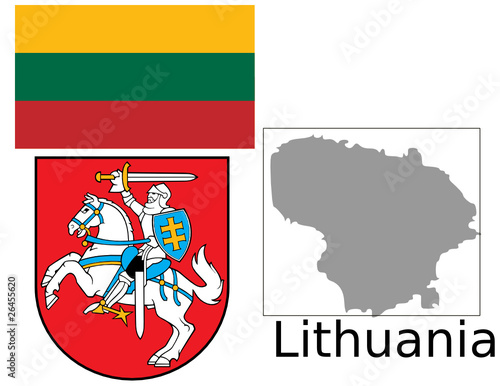 Lithuania flag national emblem map