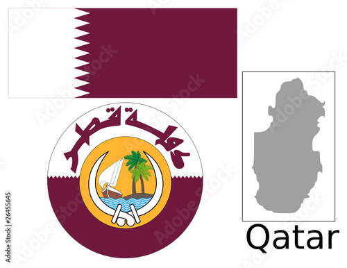 Qatar flag national emblem map