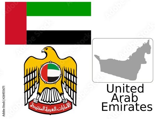 United arab emirates flag national emblem map