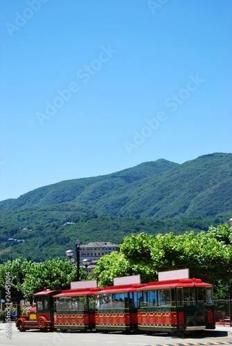 Small touristic train in Orta San Giulio, Orta lake, Italy