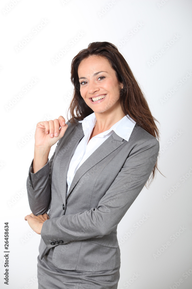 Smiling businesswoman on white background Smiling businesswoman on white background