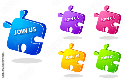 join puzzle icon set