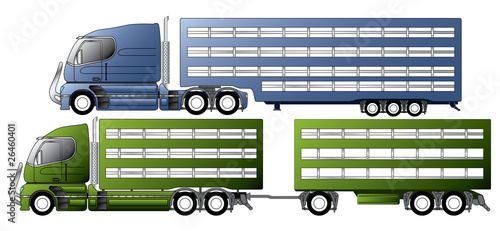 Trucks with animal transportation trailers