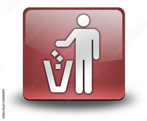 Red 3D Effect Icon "Litter Container"