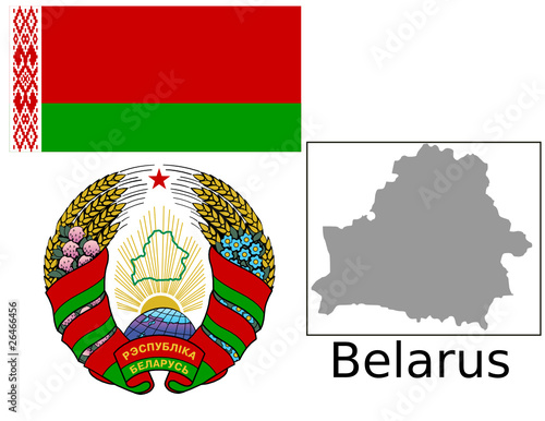 Belarus flag national emblem map