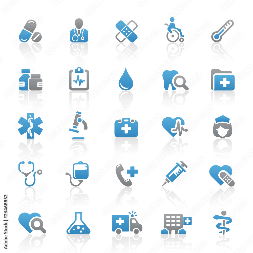 Blue Gray Web Icons - Medicine & Health