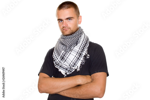 Young man in a Palestinian scarf