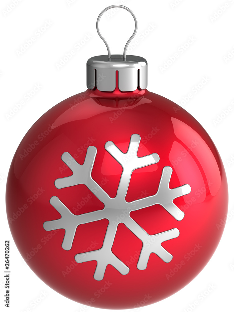 Fototapeta premium Red christmas ball with snowflake. New year decor. 3D render