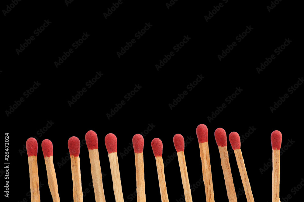 Row of Match Isolated On Black Row of Match Isolated On Black