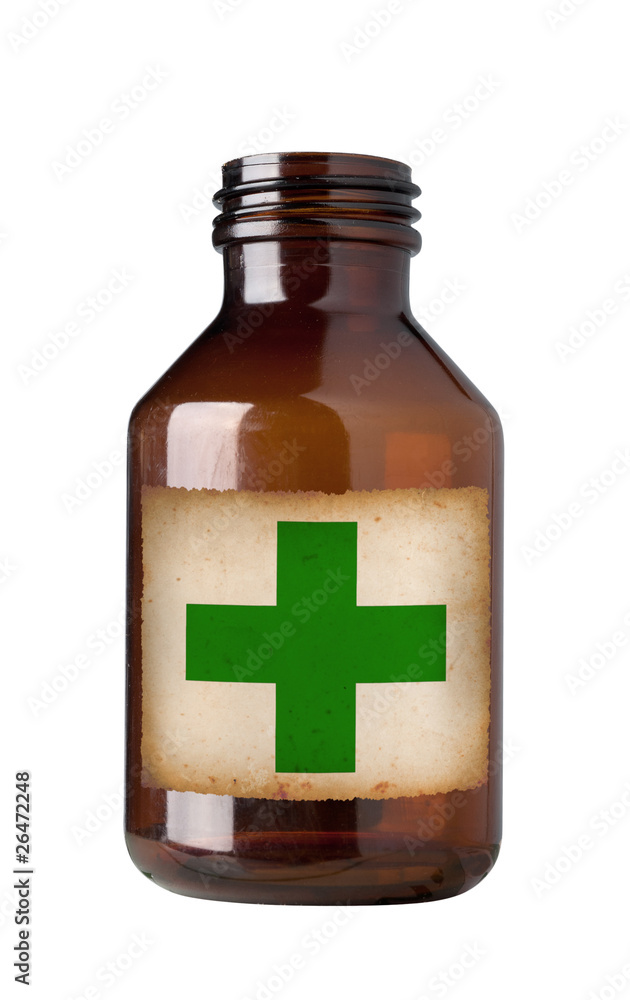 Obraz premium Old drug bottle , isolated, clipping path.