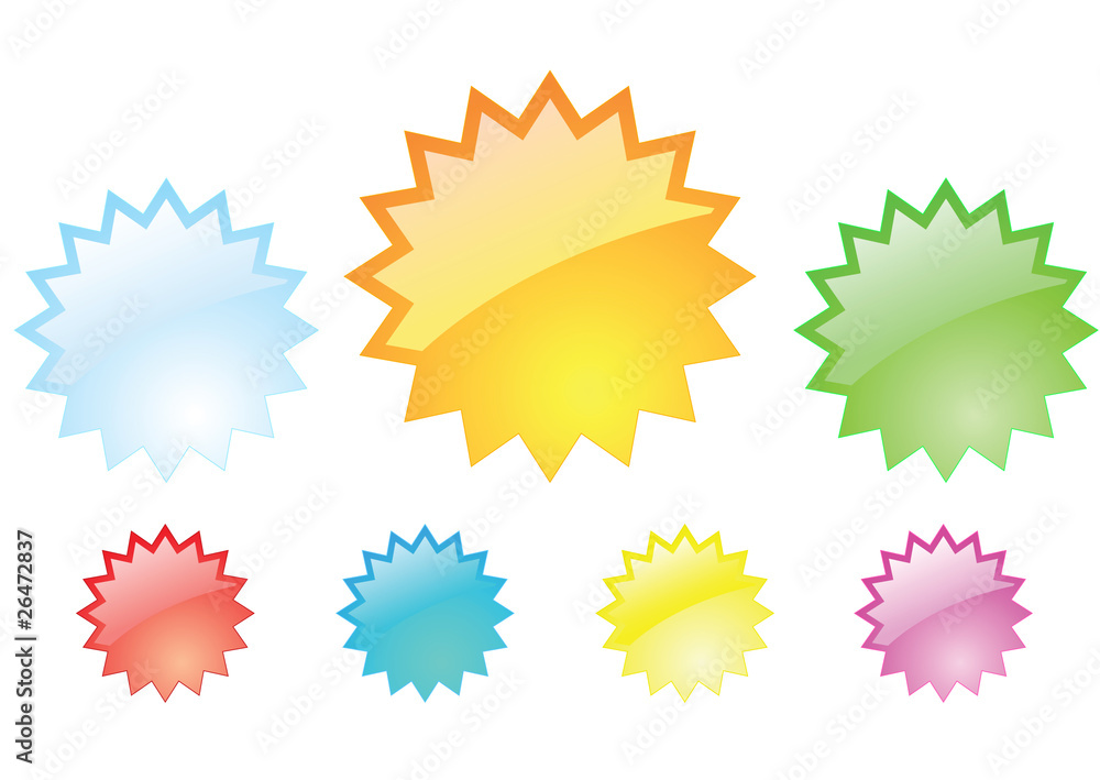 Multi color badges with yellow bade in center Multi color badges with yellow bade in center