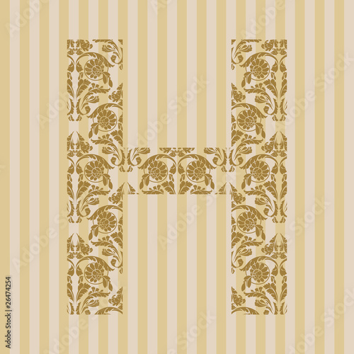 Floral font. Letter H