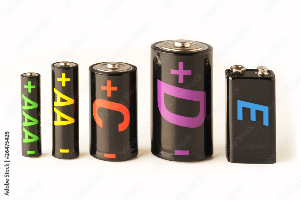 Group of batteries isolated on white background Group of batteries isolated on white background