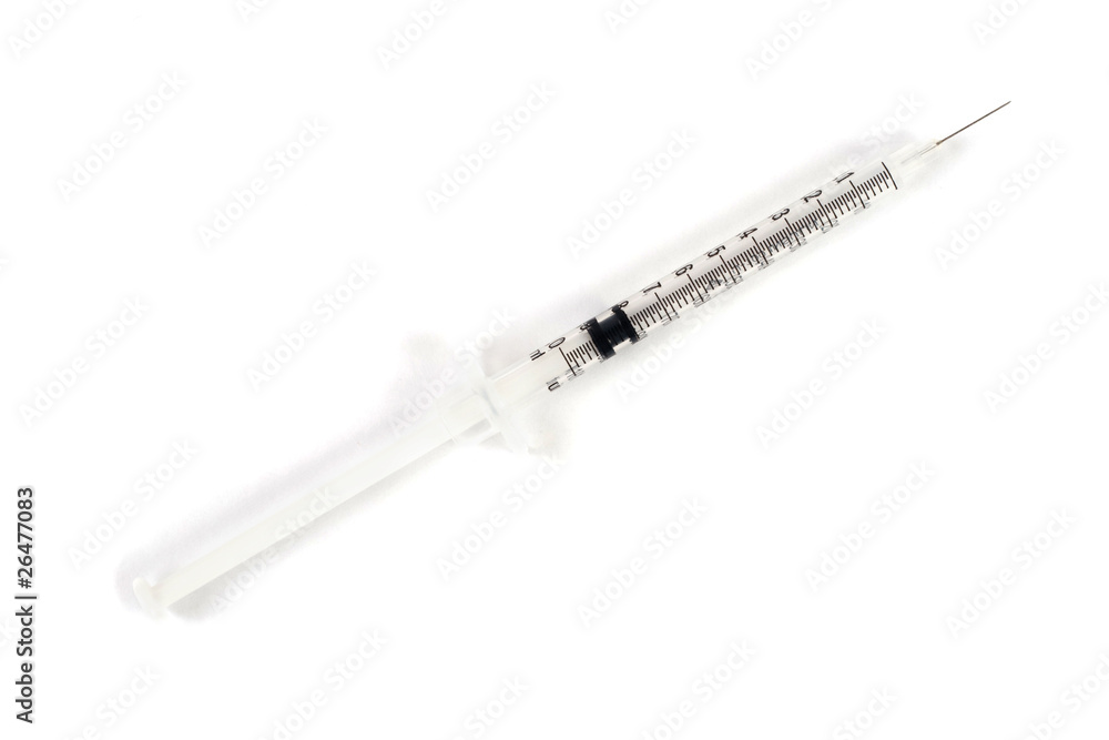 Syringe with a needle isolated on white background Syringe with a needle isolated on white background