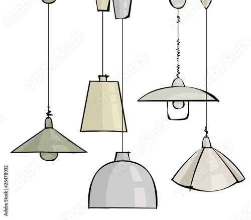Vector set of pendant lamps