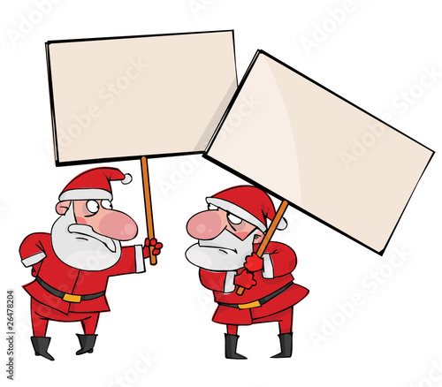 Two angry Santa with banners