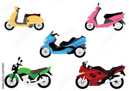 Set of motorbikes