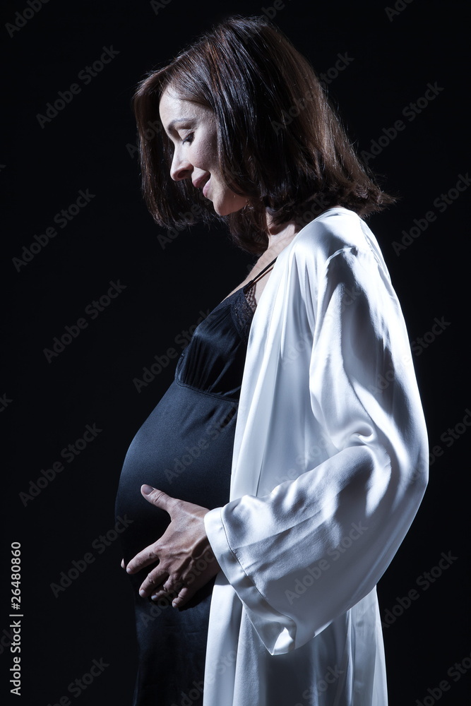 beautiful caucasian pregnant woman in nightie beautiful caucasian pregnant woman in nightie